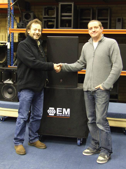 From left, Jamie Gosney, business development manager-audio for Stage Electrics with Ed Kinsella, research and development director for EM Acoustics.