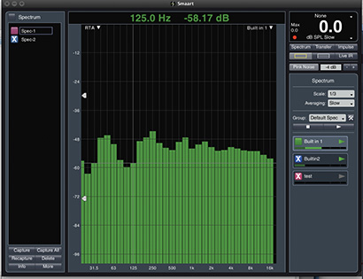 Fig. 1: A 1/3 octave RTA display made using SMAART 7.4.2