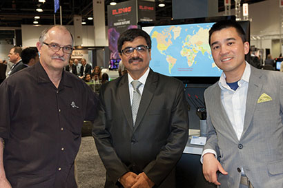 Pictured here, from left, is Gordon Moore, VP of sales at Lectrosonics; Vinayak Deo, Cineom’s director; and Jeff More, sales manager of More Technologies.