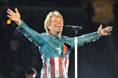 Jon Bon Jovi uses a Shure Axient with a Beta 58a capsule. Bon Jovi tour photo by Steve Jennings.