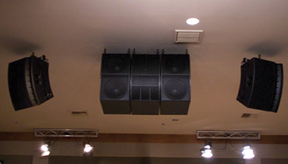 Pictured here are three of the 218 Subwoofers in a central cardioid configuration, with FBT Modus line arrays on each side. Pacific West Sound of Bakersfield, CA installed the subs within a Los Angeles-area church.