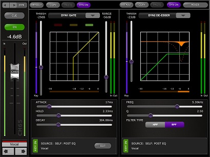 StageMix Dynamics Editing Screen