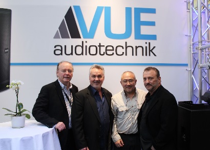 Pictured from left are Joe Manning of International Sales, VUE Distribution Management in APAC; Jim Sides, EVP, VUE Audiotechnik; John K. C. Lee, Principal at Tom Lee Engineering; and Ken Berger, CEO, VUE Audiotechnik