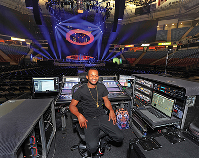 FOH Engineer Demetrius Moore photo by Steve Jennings