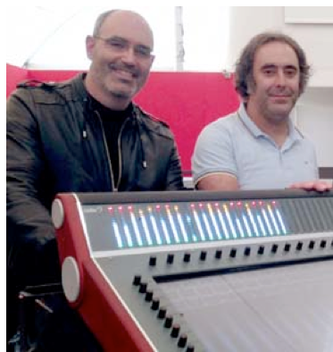 From left, Soinue’s Anselmo Calleja and Jorge De La Torre with the CDC eight digital sound touring console.