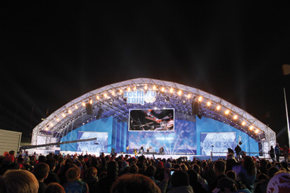 The 30,000-capacity Medals Plaza is the locale where, each day at 8:40 p.m., medal-winning Olympians would receive their gold, silver or bronze awards, directly in front of the gargantuan Olympic torch. The ceremonies were witnessed and cheered on by tens of thousands of spectators. Along with the medal ceremonies, the stage also played host to top-end international entertainers