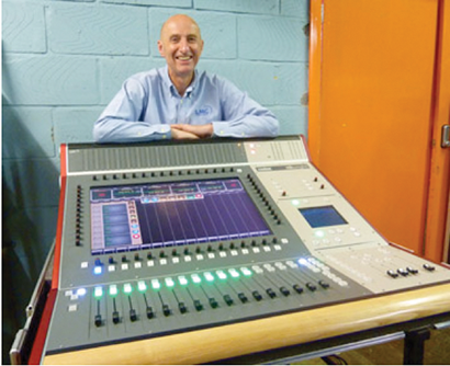 Pictured here with Cadac’s CDC eight-16 digital production console is LMC Audio Systems managing director Paul Hinkly.