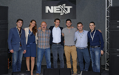 Pictured here, from left, are Sergio Pinto (NEXT-proaudio sales manager), Noemi Baschera ( Phoebus Key Account Manager), Antonio Correia (NEXT-proaudio CEO), Tommaso Baschera ( Phoebus Sales Manager), Andre Correia (NEXT-proaudio Assistant Manager), Gianluca Froio (Phoebus Engineer ), Andrea Maenza (Phebus Engineer).