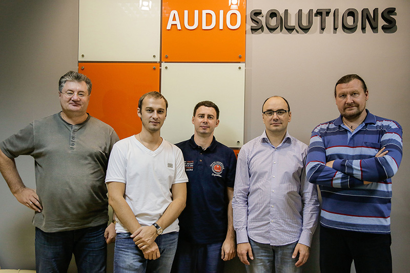 Audio Solutions’ Igor Kovalev, Evgeny Pahomov, Matthew Petrenko, Yuriy Cheshev and Sergey Dolgov