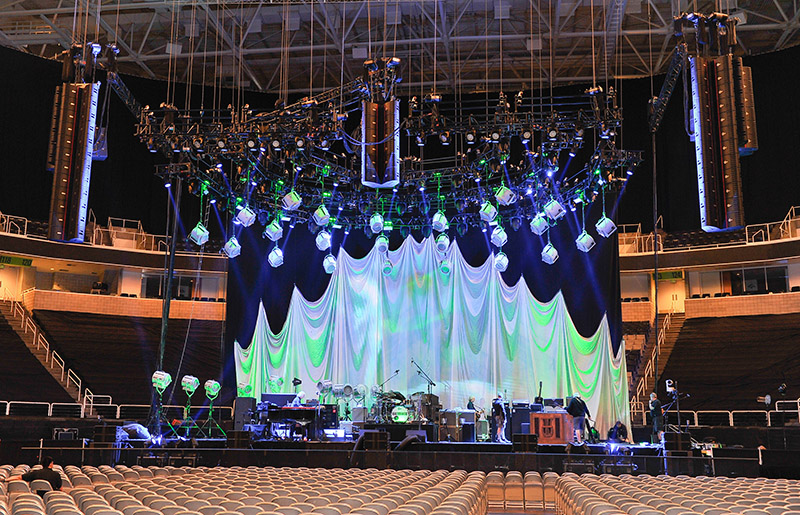 The setup for Tom Petty & The Heartbreakers in SAP Center, San Jose, CA. FOH engineer Robert Scovill put EAW’s Anya to the test for the band's 2014 tour. Photos by Steve Jennings