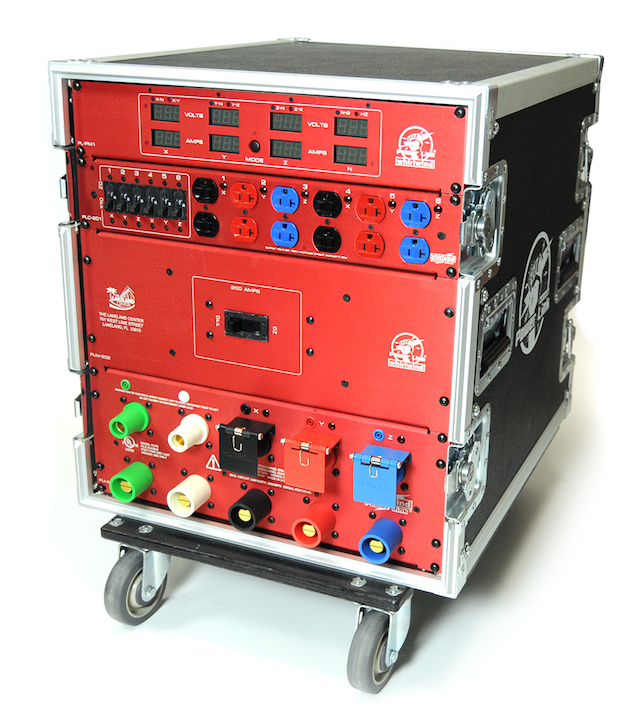 This Whirlwind Power Link portable distro system is designed for safe tie-ins to AC power by licensed personnel.