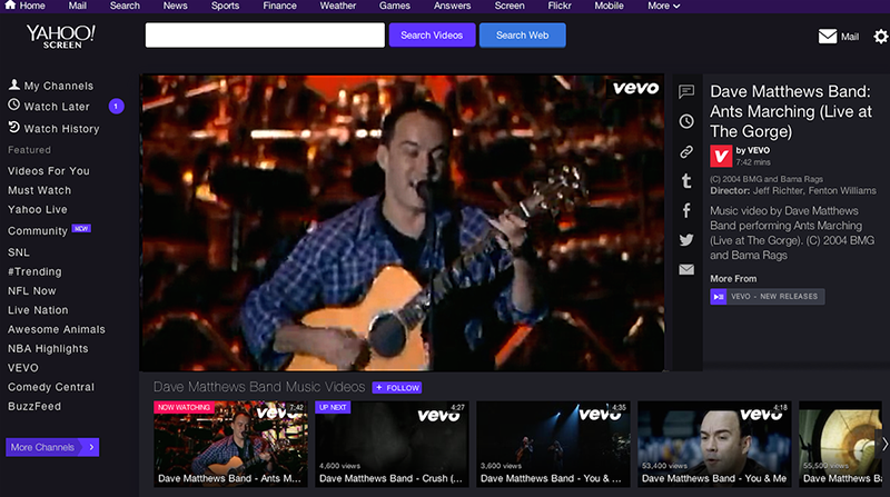 The Dave Matthews Band was among the first artists to begin streaming with Yahoo!