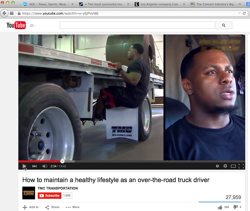 In this YouTube video, trucker Bryan Celestine outlines his routine for sating in shape while on the road.