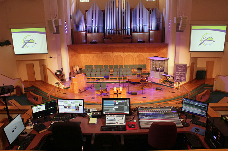 The FOH view from the front edge of the balcony