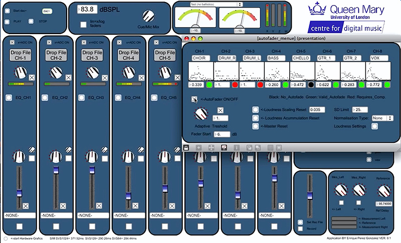 Screen capture from the algorithm-based mixing software developed at London's Center for Digital Mixing