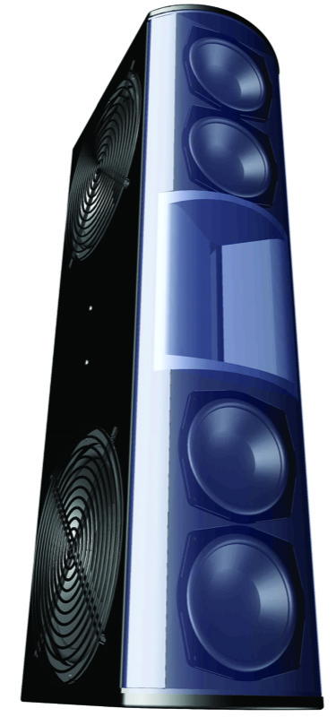 The CPD 14 is a three-way design featuring two side-firing woofers, four cone mids and a 1.75-inch compression driver on a center-mounted HF waveguide.