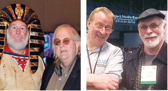 Pat Quilter and George Petersen at the Parnelli Awards, and Joe Bull and David Hewitt at AES.