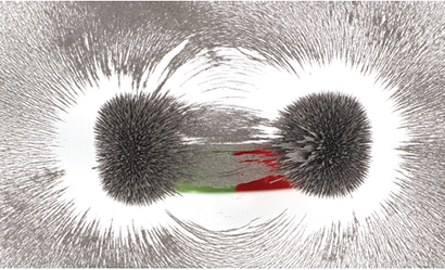 The movement of iron filings around magnetic poles is one of the most common examples that can show the “invisible” effect of magnetic fields.