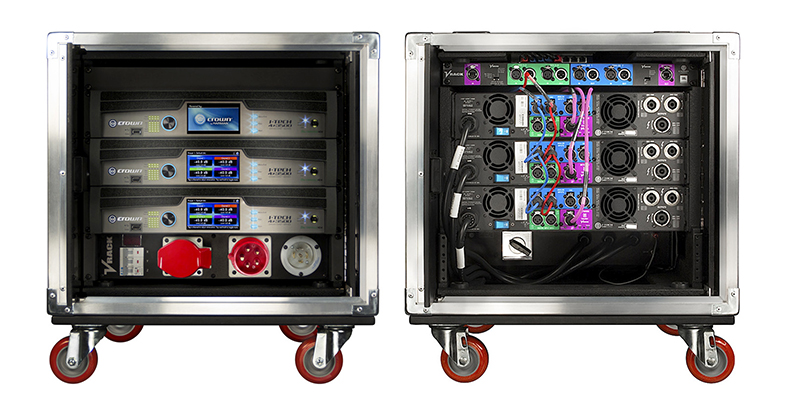 Beside specs alone, other factors, like packaging and networking, can be important. Pictured here is Crown’s VRack, with three of its 4-channel I-Tech 4x3500HD amps - with power distribution and communication modules - all in a tour-ready rack.