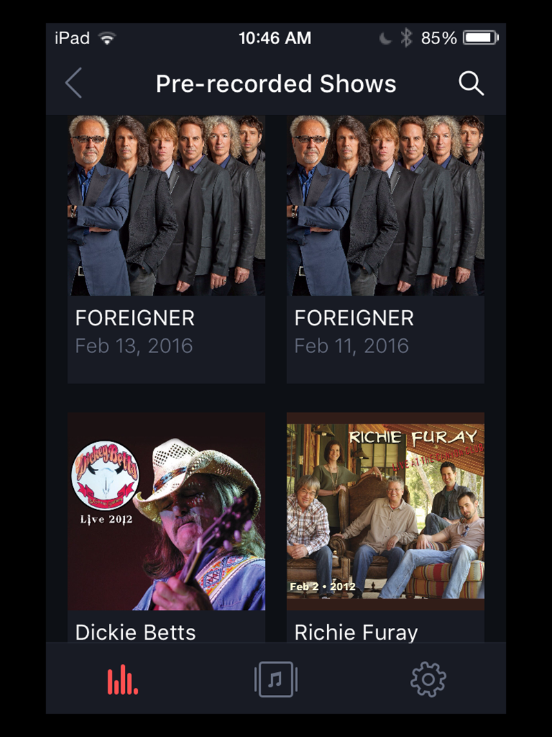 Foreigner, Dickie Betts and Richie Furay are among those offering live concert recordings through the StereoCast app.