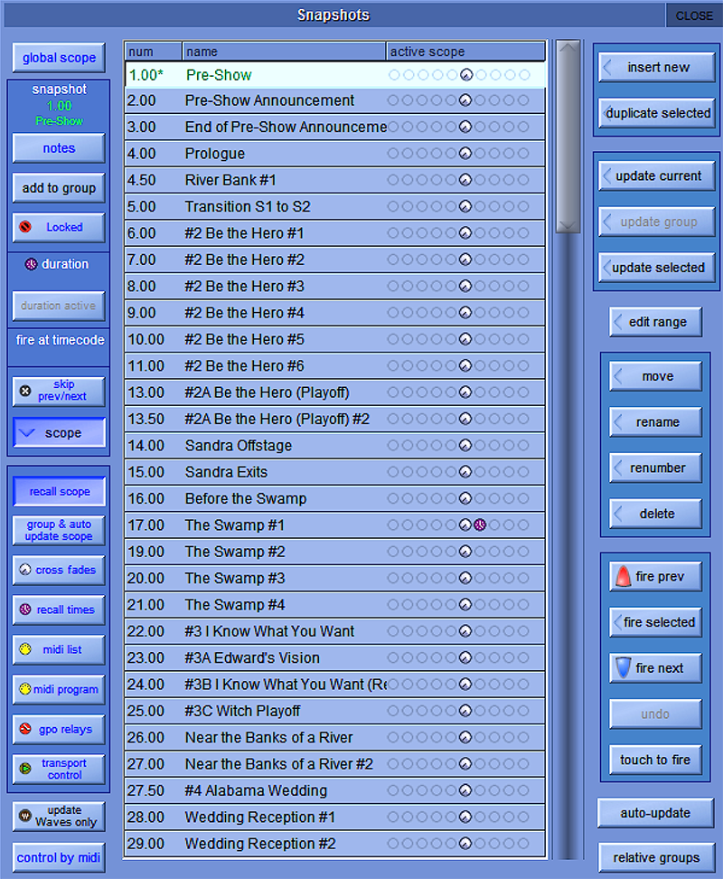 A well-organized snapshot list need not be complicated and can simplify your production tasks.