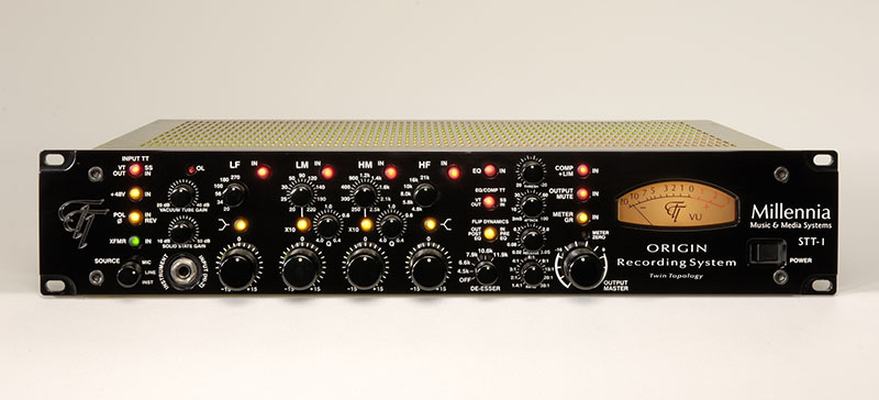 One example of a popular channel strip, the Millennia Media STT-1, employs the company’s Twin Topology approach, which allows the user to select from tube or solid state signal paths for the preamp, EQ, de-ess and optical compressor sections.