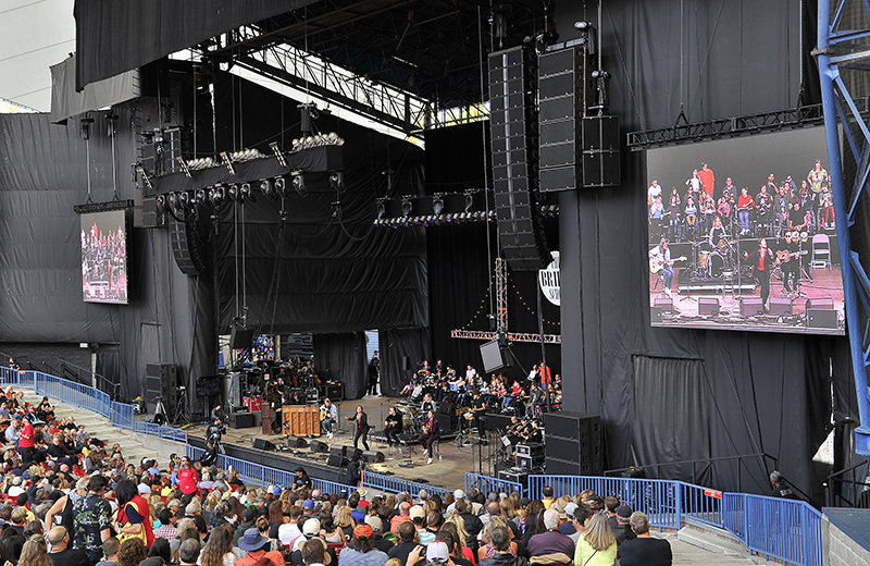 Main P.A., shown here during the Cage the Elephant set. No elaborate sets here – the emphasis was 100% on providing great sound. Photo by Steve Jennings