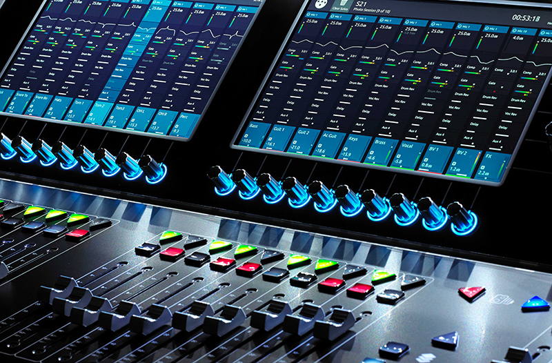 Consoles such as this DiGiCo S21 offer powerful onboard processing and a host of I/O options.