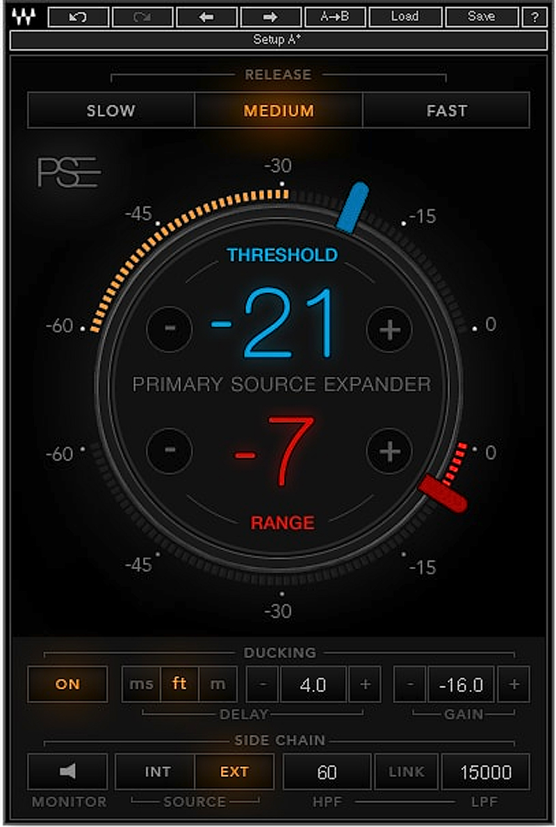 Main Screen of the Waves Primary Source Expander Plug-in