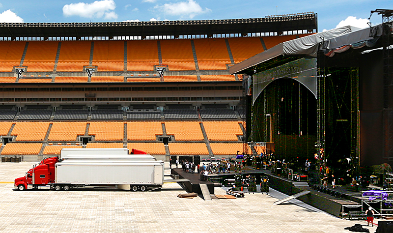 Large-venue shows (such as this Kenny Chesney stadium tour stop) and festivals all provide opportunities for freelancing crew members.