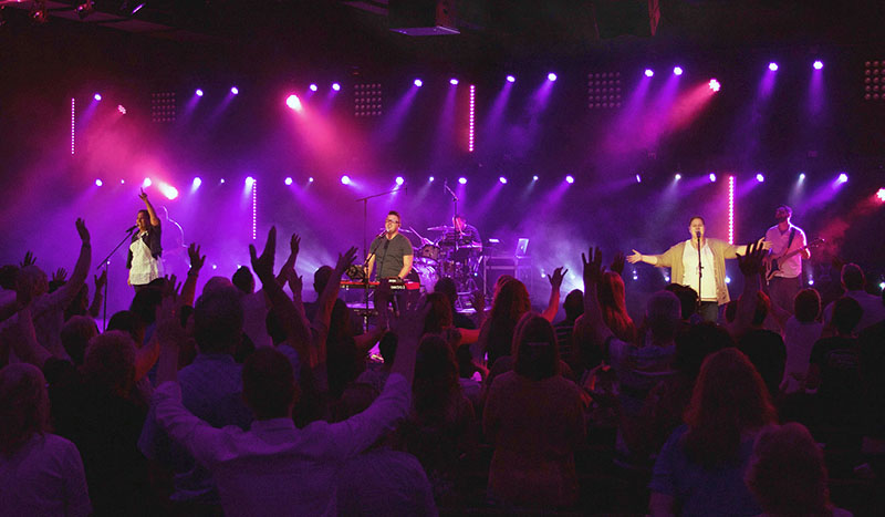 Many churches have made the move from wedge monitors to in-ear monitoring. Pictured here, the First Assembly Church in Raleigh, NC.