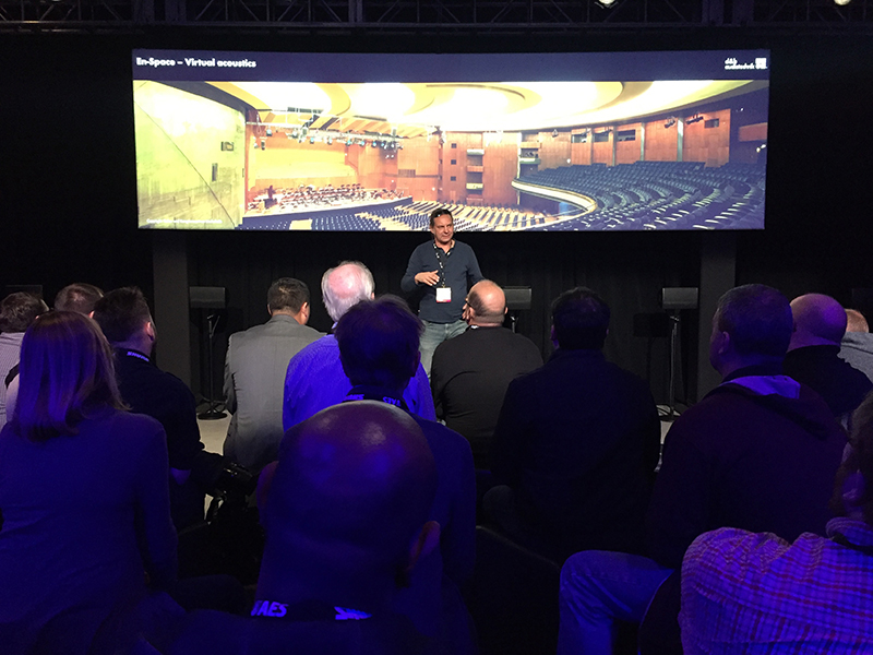 d&b audiotechnik used its demo space at the recent AES show to preview its Soundscape technology. The new system promises to give sound designers and engineers control over multidimensional source placement, acoustic room simulation and signal matrix processor capability to create dynamic audio experiences.