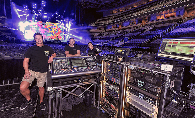 From left, Antony King (FOH engineer), Richard Trow (systems engineer) and Terence Hulkes (audio crew chief & FOH tech). Photo by Steve Jennings