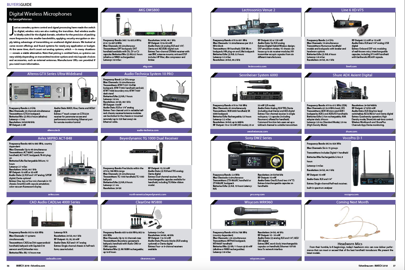 March 2018 FOH Buyers Guide