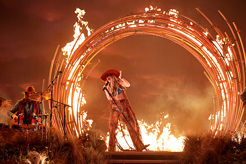 Lainey Wilson performs during the 57th Annual CMA Awards at Nashville’s Bridgestone Arena. (photo by Terry Wyatt/Getty Images)