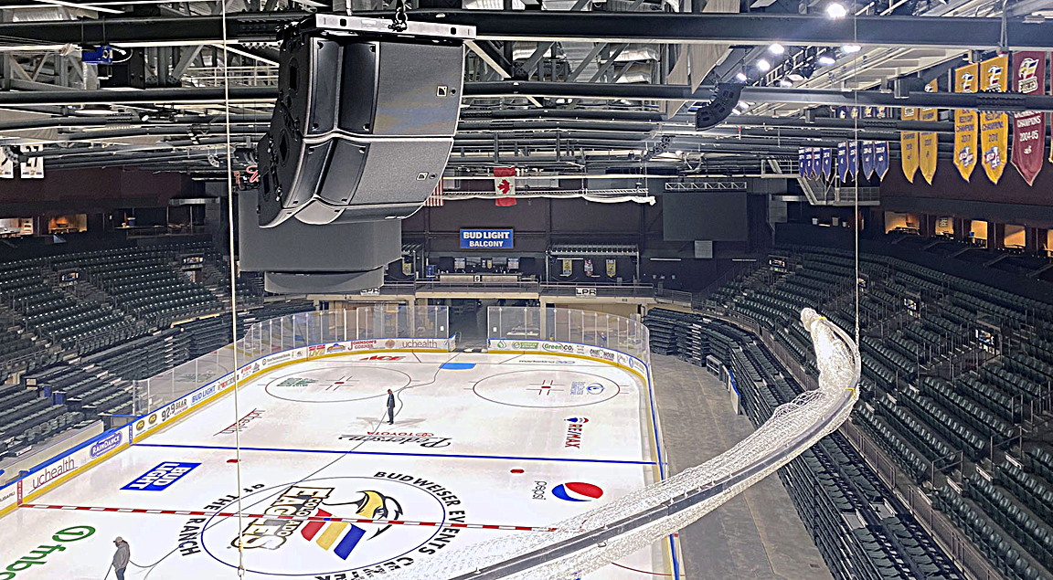 Home to the AHL Colorado Eagles, Budweiser Events Center now features a new L-Acoustics A10-based loudspeaker system, designed and installed by Brown Note Productions.