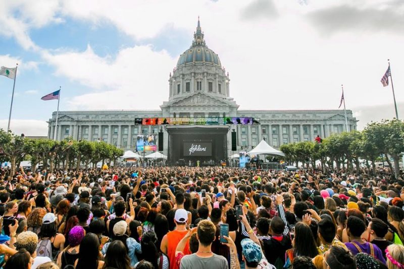 City Hall, a location for one of the 20 stages at the 2018 San Francisco Pride Celebration and Rally.